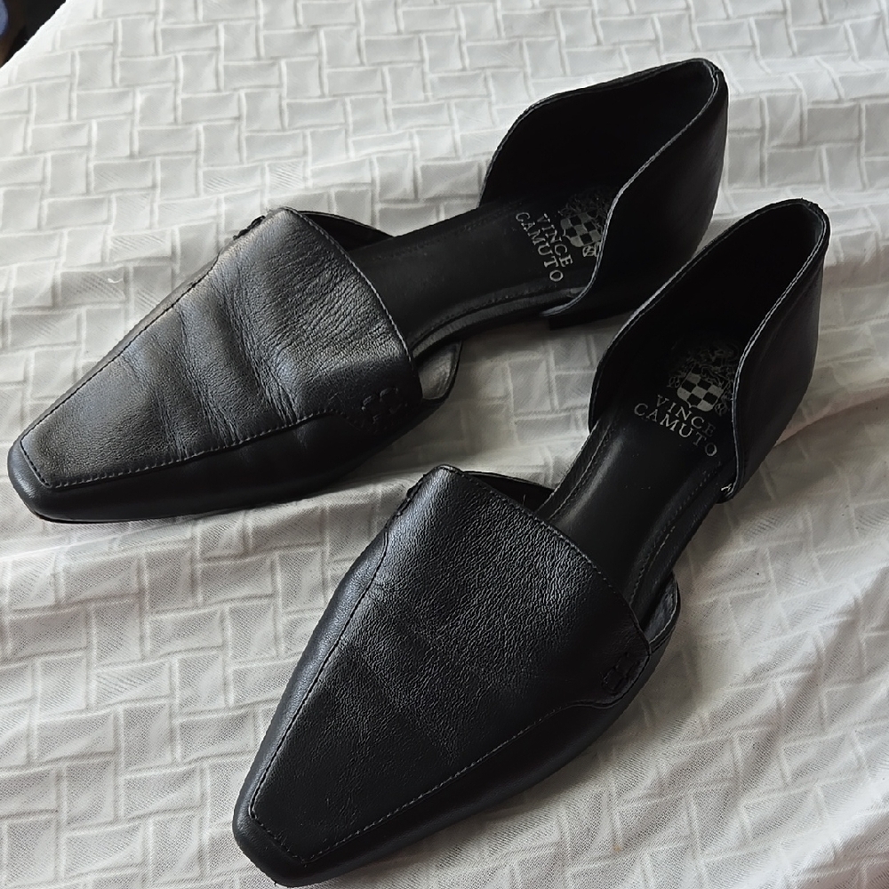 Vince Camuto Black Leather Flats